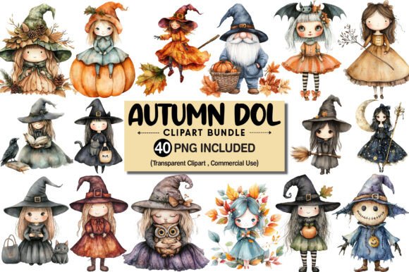 Download Cozy Autumn Witch Doll PNG - Witch doll Collection